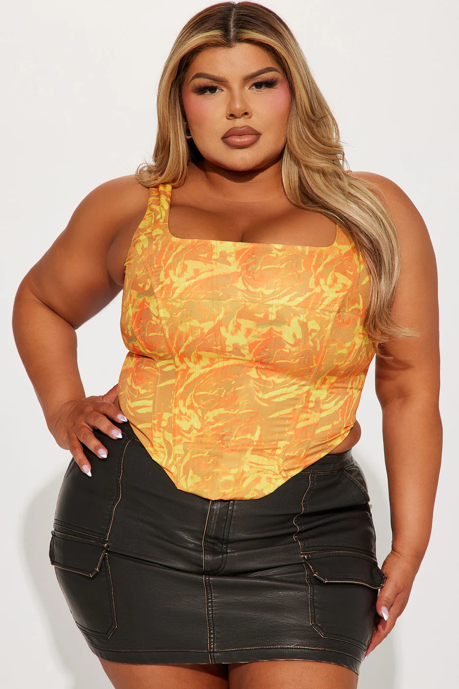 Sunny Side Satin Corset Top - Yellow/combo